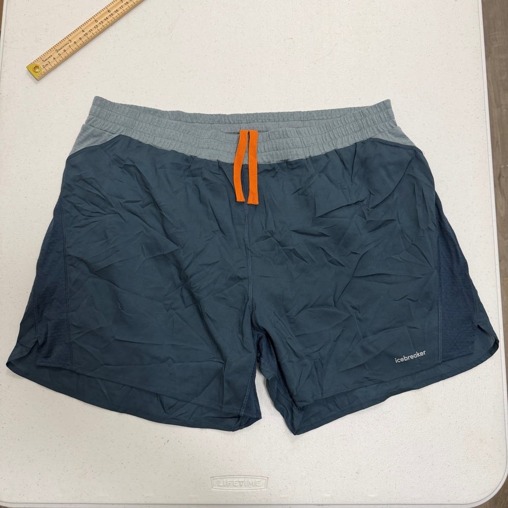 Icebreaker 125 ZoneKnit Mens XL Navy Grey Merino Wool Running Athletic Shorts